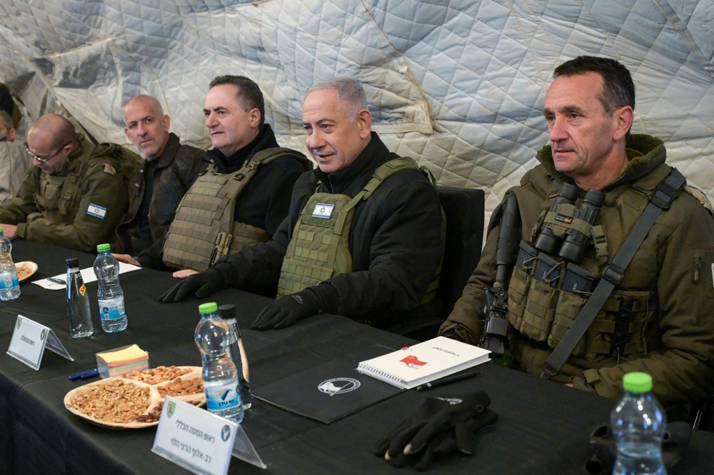 Israel Katz (third from left) acknowledged that Israel had killed former Hamas chief Ismail Haniyeh in Tehran earlier this year.— AFP