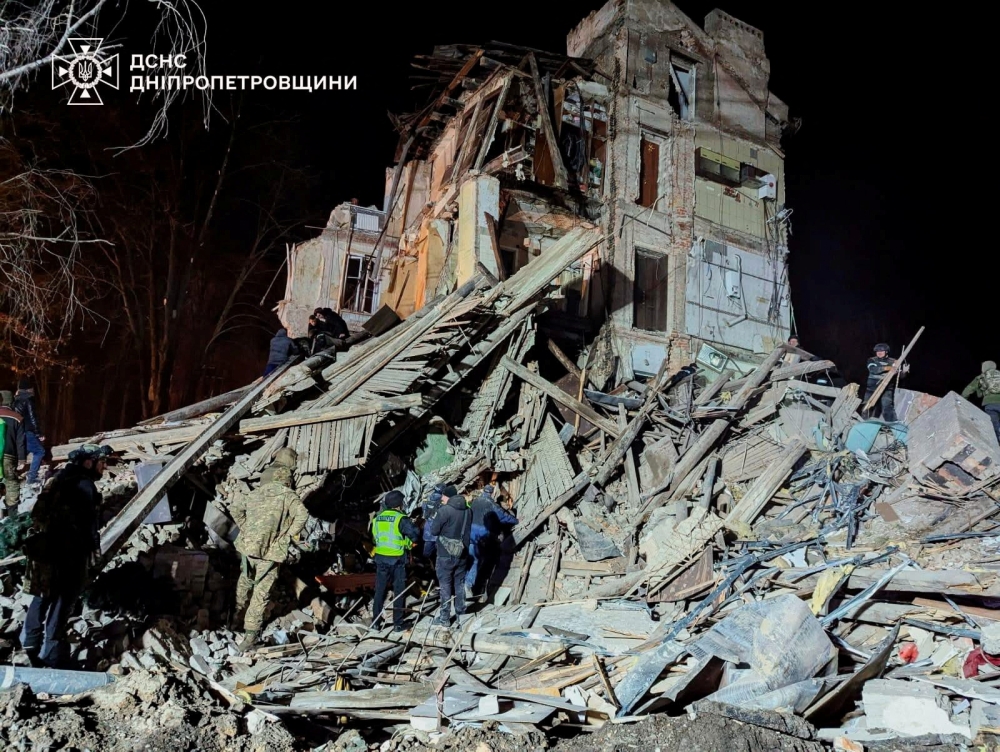 Rescuers work at a site of a residential building heavily damaged during a Russian missile attack, amid Russia's attack on Ukraine, in Kryvyi Rih, Ukraine December 24, 2024. — Press service of the State Emergency Service of Ukraine in Dnipropetrovsk region handout pic via Reuters 