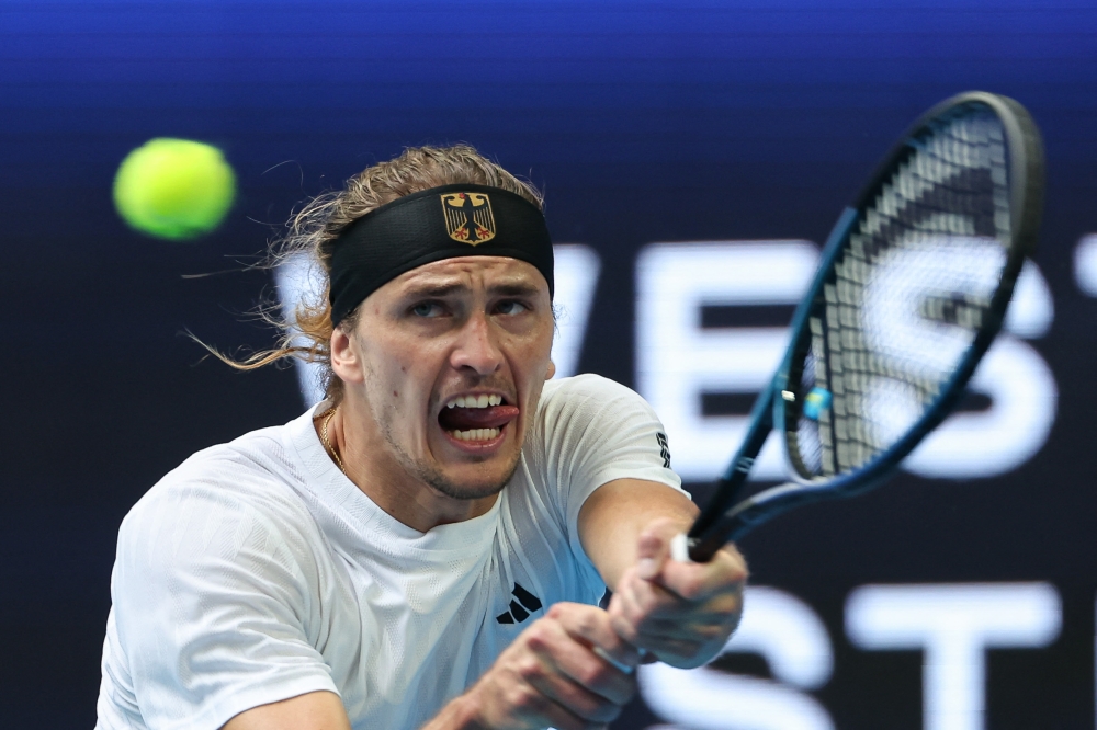 Germany’s Alexander Zverev hits a return against Brazil’s Thiago Monteiro during their men’s singles match at the United Cup tennis tournament in Perth on December 29, 2024. — AFP pic 