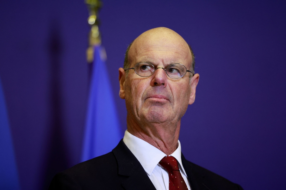 Newly appointed Minister for Economy, Finance and Industry Eric Lombard attends a handover ceremony at the Bercy Economy and Finance Ministry in Paris, France, December 23, 2024. — Reuters pic 