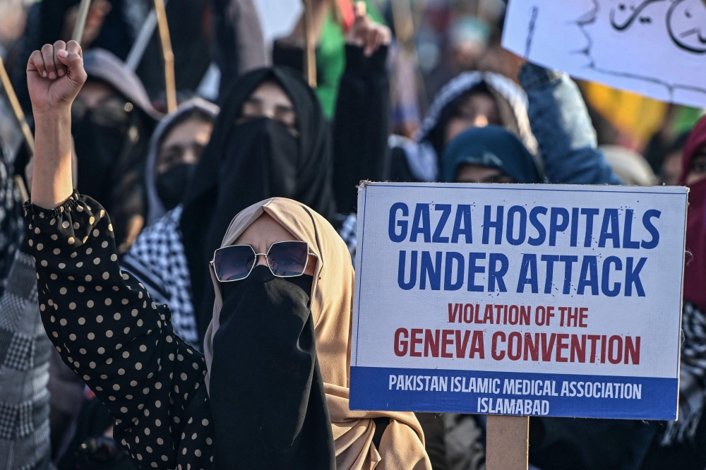File photo of the ‘Gaza Million March‘ to express her solidarity with the Palestinians, in Islamabad. — AFP