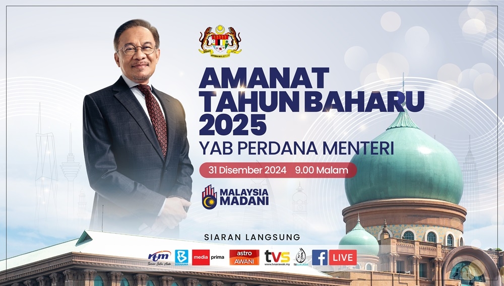 Prime Minister Datuk Seri Anwar Ibrahim, in his New Year’s Eve address tonight, described 2024 as a transformative year for Malaysia, marking the prelude and foundation of the nation’s reform agenda. — Picture courtesy of Prime Minister’s Office 