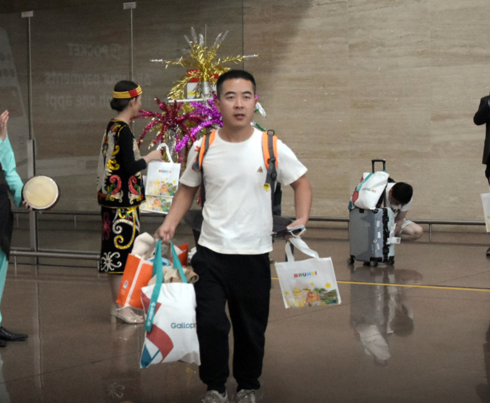 The social media famous personality was spotted at Brunei International Airport yesterday. — Screengrab from Facebook video