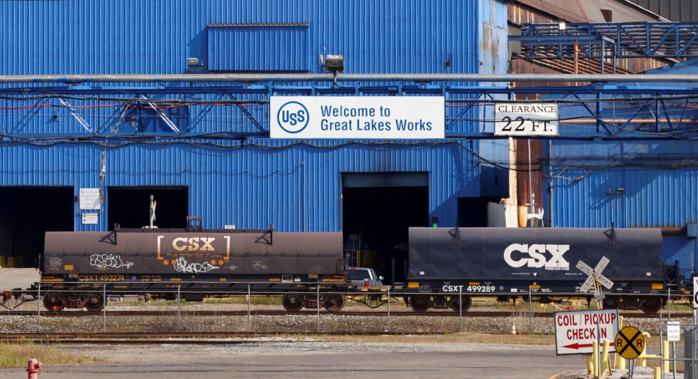 Train cars are seen in front of the Great Lakes Works United States Steel plant in River Rouge, Michigan September 11, 2024. — Reuters pic  