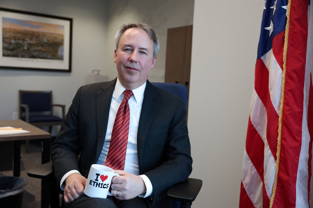 David Huitema, Director of the Office of Government Ethics, is photographed in his office after he sat down with Reuters for his first interview on the job, at his office in Washington January 2, 2025. — Reuters pic  
