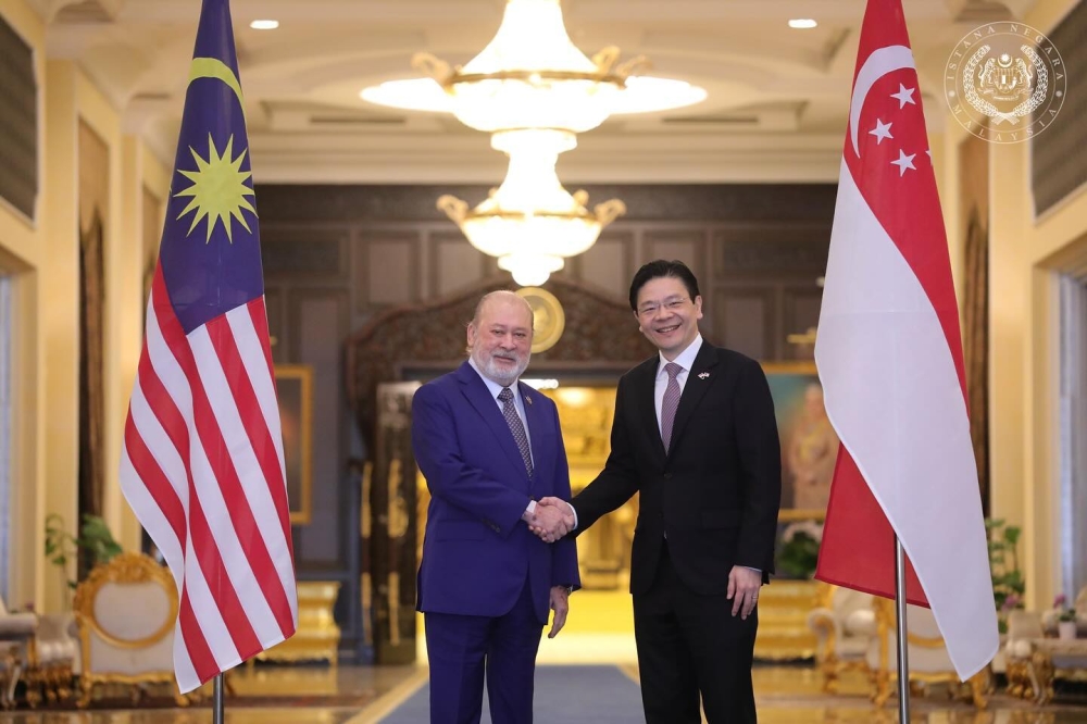 Sultan Ibrahim grants an audience to Singapore Prime Minister Lawrence Wong at Istana Negara in Kuala Lumpur January 7, 2025. — Picture via Facebook