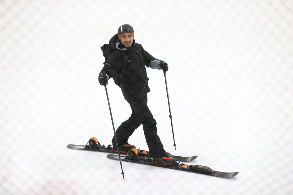 E-SKIMO founder Nicola Colombo demonstrates electric assisted skis during an event at Hylo Park Ice Arena on January 6, 2025 in Las Vegas. — AFPpic