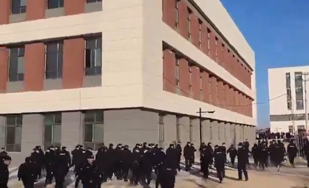 A group of people clashed with police in China’s northwestern Shaanxi province in a rare protest outside a vocational school where a student died earlier in the month. — Screenshot of a video of the alleged protest on X