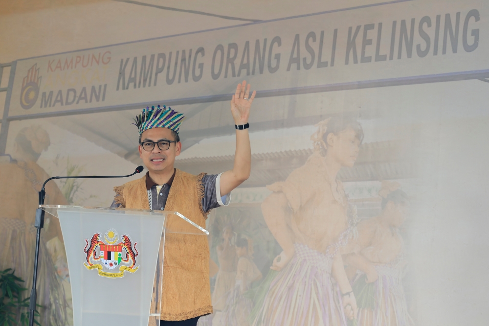 Communications Minister Fahmi Fadzil officiates the Communications Ministry’s Madani Adopted Village at Kelinsing Orang Asli Village in Sepang January 11, 2025. — Bernama pic