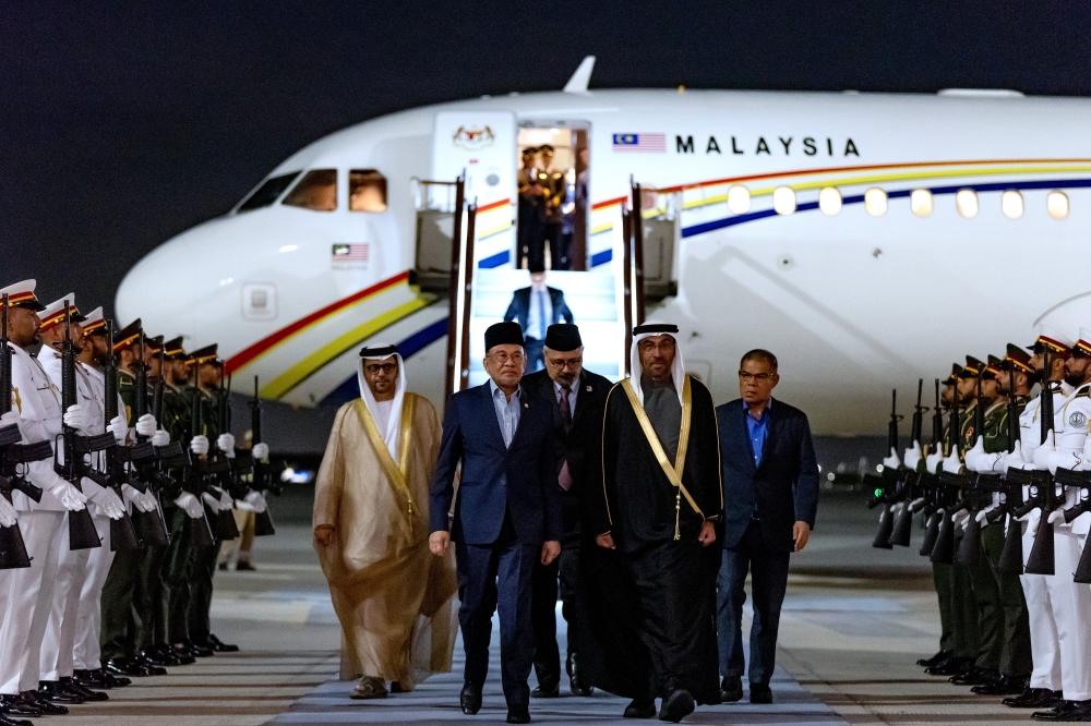 Prime Minister Datuk Seri Anwar Ibrahim’s visit is at the invitation of UAE Vice President and Prime Minister Sheikh Mohammed bin Rashid Al Maktoum to attend the Abu Dhabi Sustainability Week. — Bernama pic