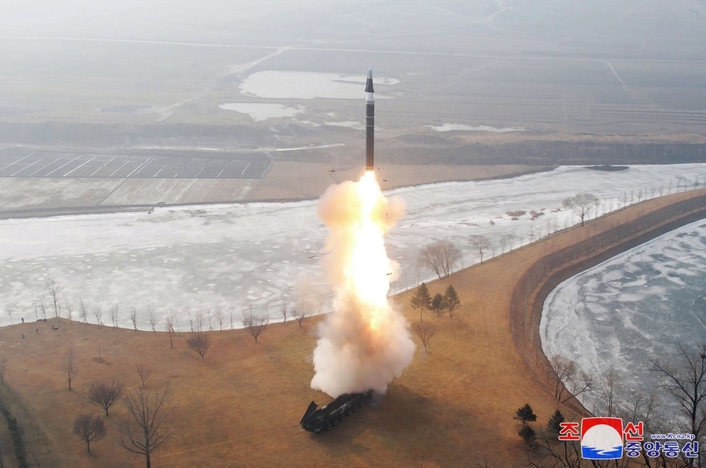 File photo  from Jan 6,released from North Korea’s official Korean Central News Agency (KCNA) via KNS shows the launch of a hypersonic missile at an undisclosed location in North Korea. — AFP