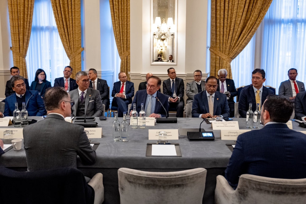 In his address to a group of investors in London, United Kingdom, Prime Minister Datuk Seri Anwar Ibrahim, who is also the finance minister, said the government has dedicated the past two years to improving governance, enhancing transparency, and intensifying anti-corruption efforts. — Picture by X/Anwar Ibrahim 