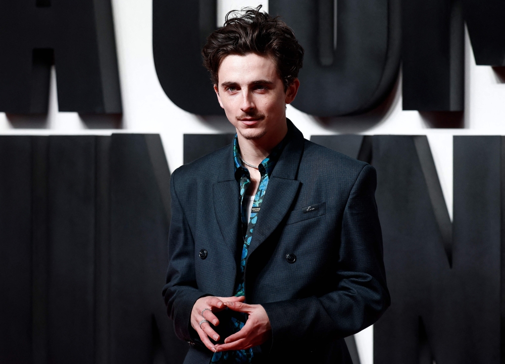 Timothee Chalamet poses on the red carpet upon arrival for the UK premiere of ‘A Complete Unknown’ in London January 14, 2025. — AFP pic