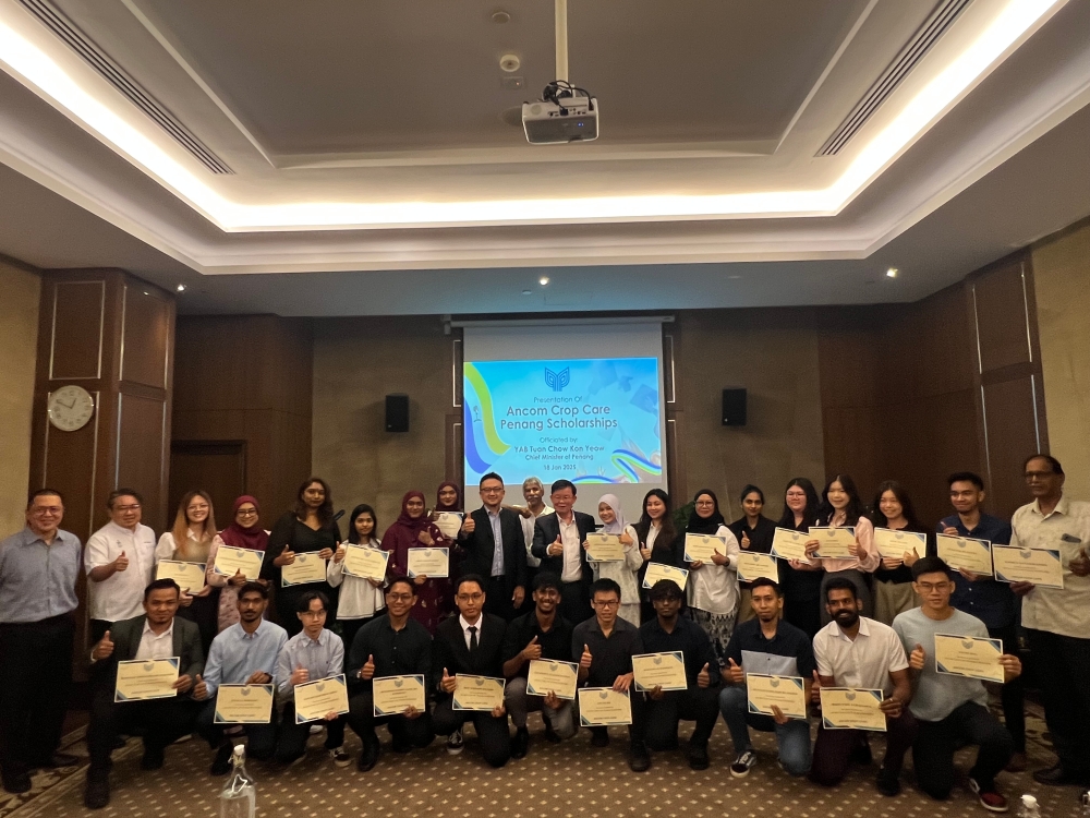 A total 27 students were awarded the Ancom Crop Care Penang Scholarships. — By Opalyn Mok