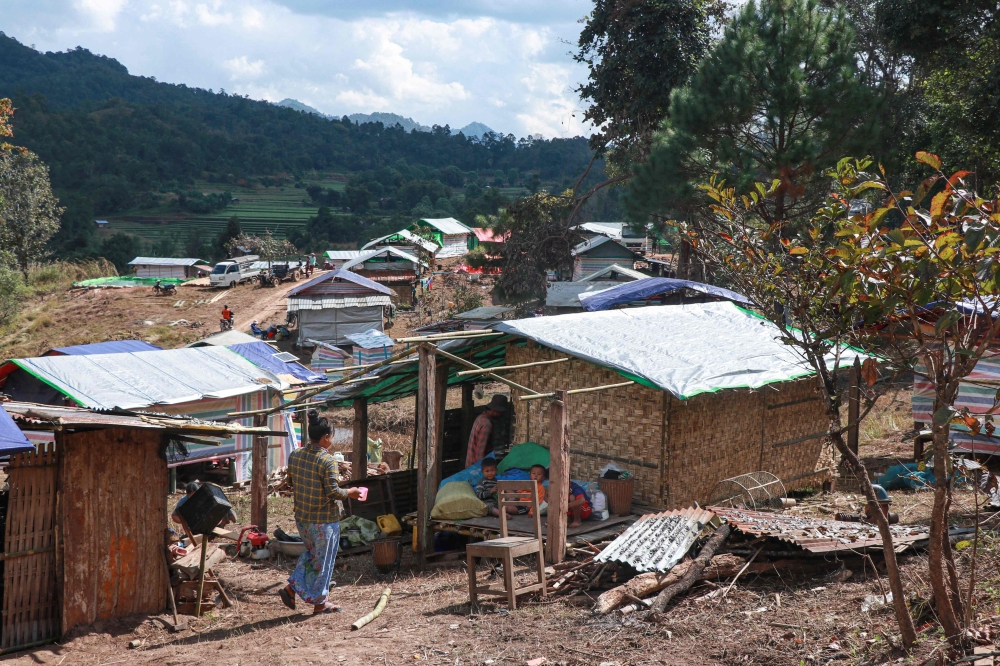 Residents from Hwari Suplai in Moe Bye township were forced to move into makeshift shelters at an internally displaced persons camp in Pekon township in Myanmar’s Shan state, after the junta started offensives near their village. — AFP pic