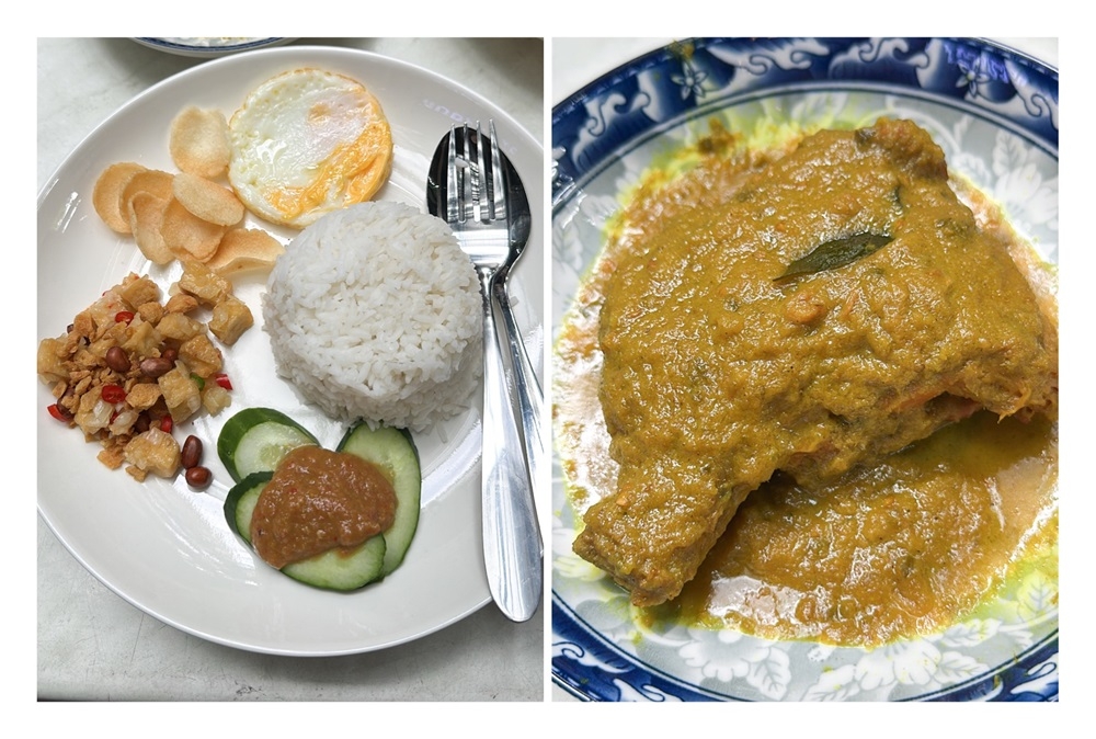 The Kunyit Yellow Curry Chicken Rice Set is served with Kerabu Tofu and a killer ‘sambal belacan’ with cucumber (left) and the tender yellow curry chicken (right) with a comforting vibe. — Picture by Lee Khang Yi