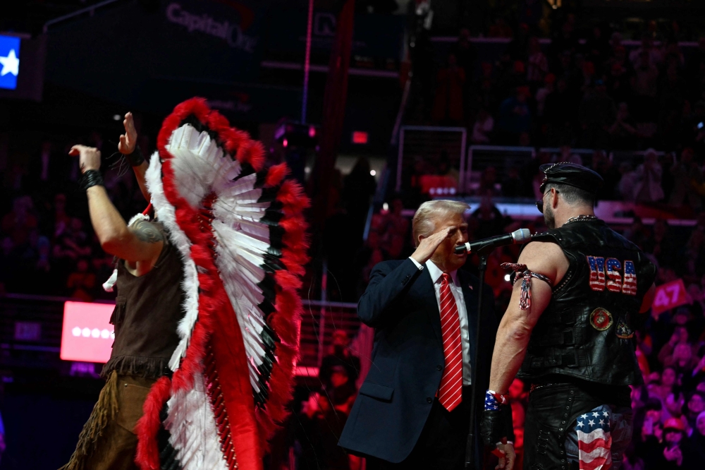 The Village People will again perform for Trump, this time at one of his three official inaugural balls, after yesterday's show at his pre-inauguration rally.  — Pic by AFP