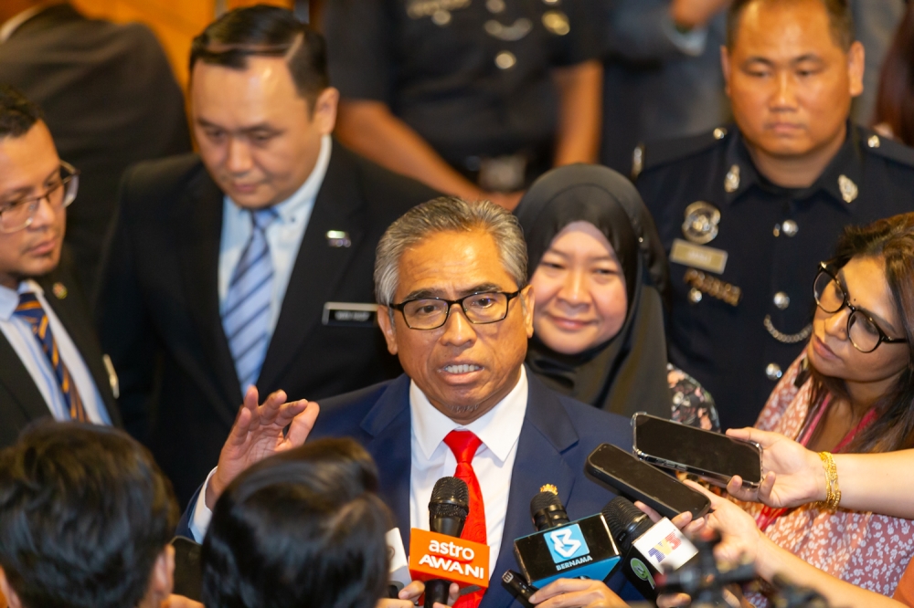 Chief Secretary to the Government Tan Sri Shamsul Azri Abu Bakar speaks to the media in Putrajaya January 20, 2025. — Picture by Raymond Manuel