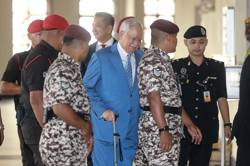 Former prime minister Datuk Seri Najib Razak is brought to a hearing at the Kuala Lumpur Court Complex on October 17, 2024. — Picture by Sayuti Zainudin
