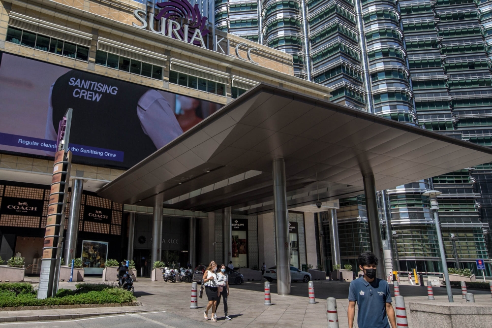 A general view outside Suria KLCC in this file picture dated May 9, 2021. Most parking facilities are located in high-demand, central areas where land value is at a premium. — Picture by Firdaus Latif
