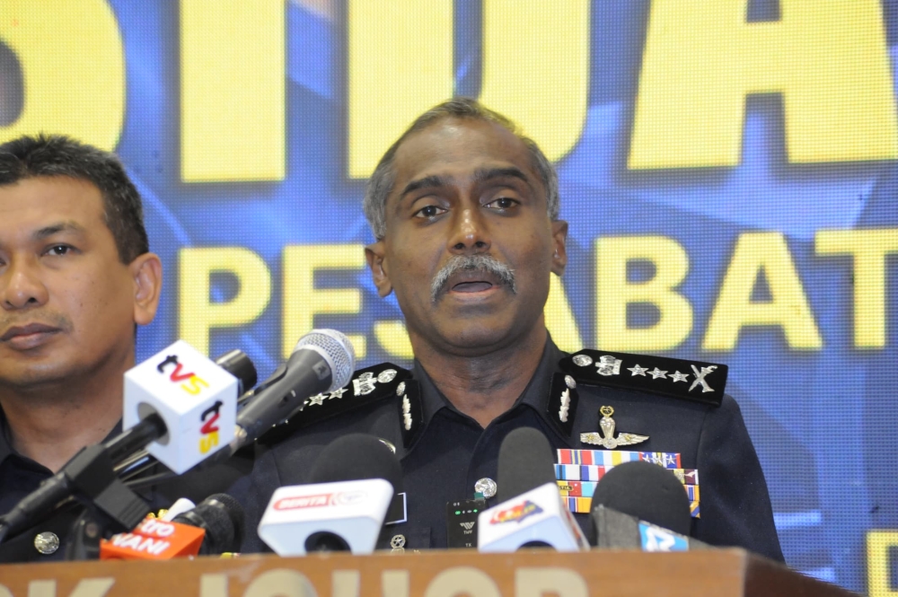 Johor police chief Datuk M Kumar said three reports have been lodged over a 'ham and cheese' joke. — Picture by Ben Tan