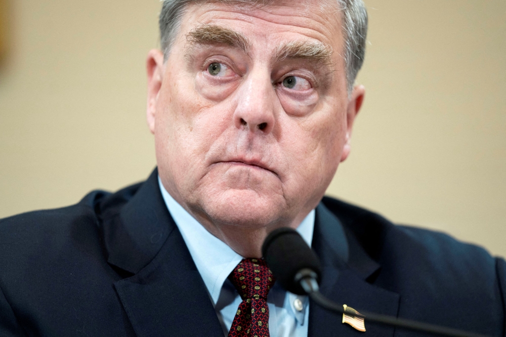Retired US Army General Mark Milley, former chairman of the Joint Chiefs of Staff, testifies before a House Foreign Affairs Committee hearing on the withdrawal from Afghanistan, on Capitol Hill in Washington, US, March 19, 2024. Trump said he was dismissing Milley, who was given a pre-emptive pardon by Biden on Monday, from the National Infrastructure Advisory Council. — Reuters pic 