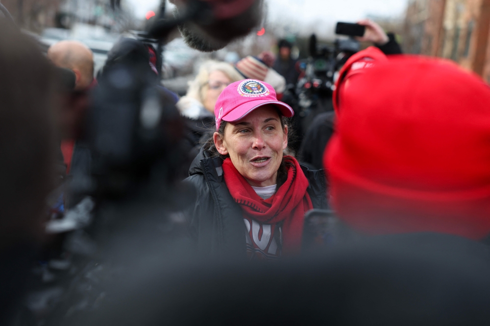 Rachel Powell speaks to press outside the DC Central Detention Facility in Washington, DC after being released. — Pic by AFP 