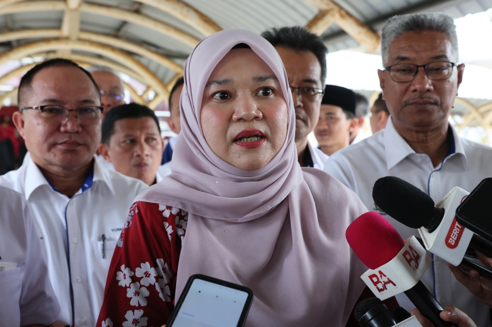 Education Minister Fadhlina Sidek speaks to reporters after a meet-and-greet event at the Institute of Teacher Education, Dato’ Razali Ismail Campus in Kuala Nerus January 22, 2025. — Bernama pic