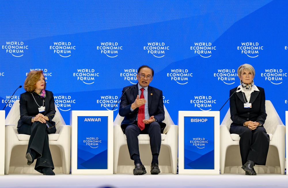 Prime Minister Datuk Seri Anwar Ibrahim speaking during the ASEAN Plenary session during the World Economic Forum (WEF) 2025 yesterday. — Bernama pic