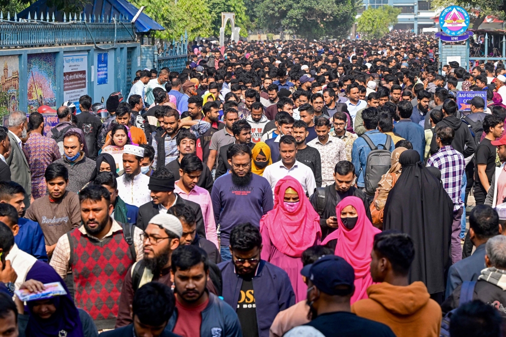 This photograph taken on January 17, 2025 shows job applicants leaving an exam centre after completing a written test in Dhaka. Bangladeshi students braved bullets to overthrow an autocratic government, but six months on since the revolution, many say finding a job is proving a harder task than manning the barricades. — AFP pic 