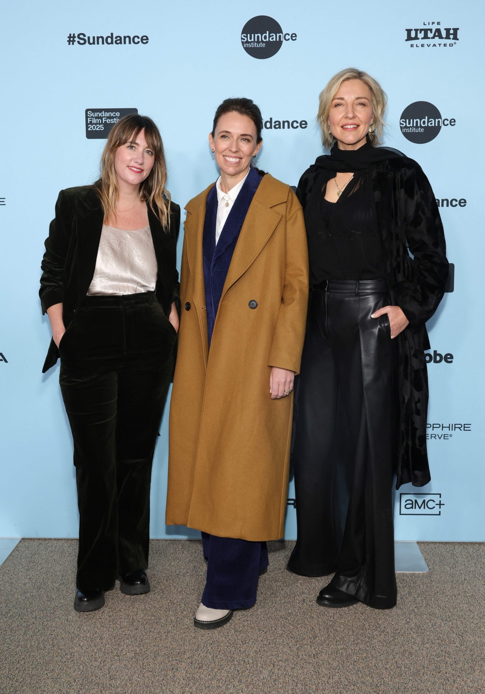 From left: Lindsay Utz, Jacinda Ardern and Michelle Walshe attend the 