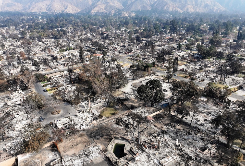 Many homes in Los Angeles were built before 1979, when asbestos was freely used in construction. Now reduced to ashes, the sharp asbestos fibres are hazardous to health when inhales and can cause lung diseases, including cancer. — AFP pic