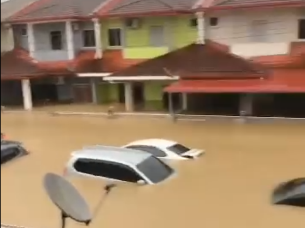 A screen shot of a video circulating online shows flooding in parts of Bintulu, Sarawak, on Jan 29, 2025.