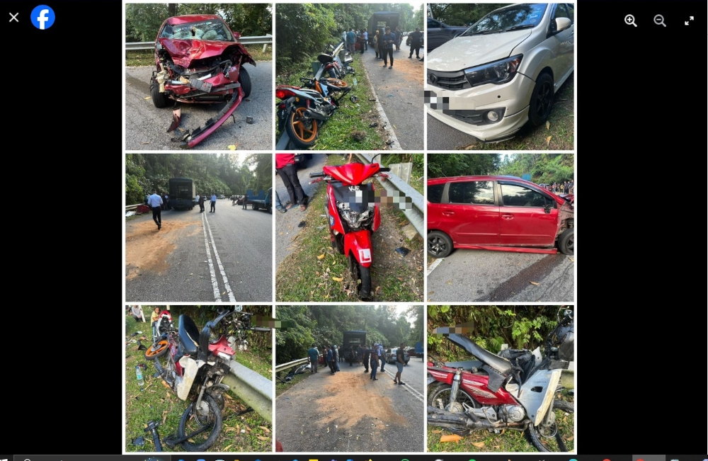 The victim, a local man, was pronounced dead at the scene, while five other motorcyclists and pillion riders who sustained injuries were taken to Hospital Ampang for treatment. — Picture from Facebook/Bernama Radio 
