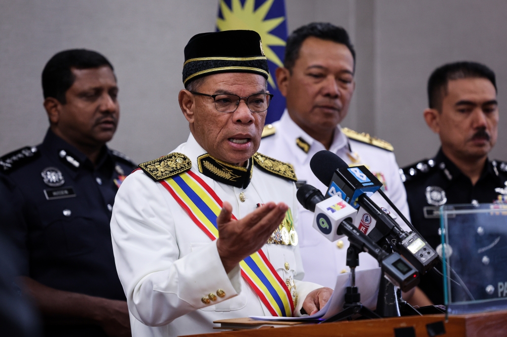 Home Minister Datuk Seri Saifuddin Nasution Ismail during a press conference after attending the opening ceremony of the First Meeting of the Fourth Session of the 15th Parliament at the Parliament building, February 3, 2025. — Bernama pic 
