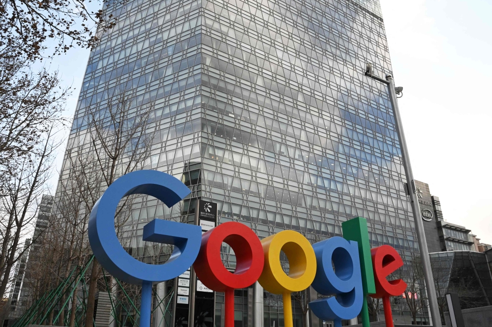 Google’s share price sank as much as 7.5 per cent after investors were disappointed by lower-than-expected revenue growth and the company’s ambitious capital spending forecast for 2025. — Pic by AFP 