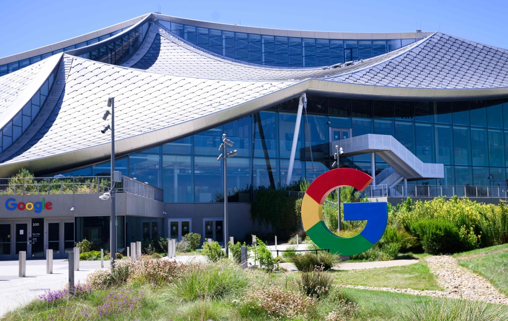 A large Google logo is seen at Google Bay View campus in Mountain View, California on August 13, 2024.  — AFP pic