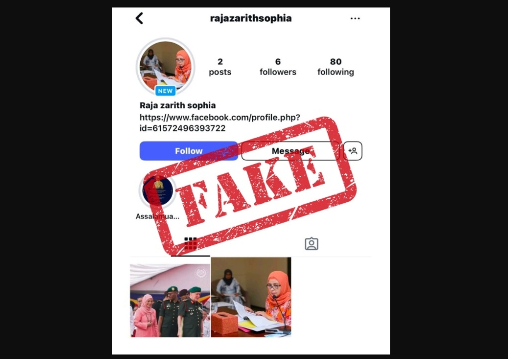According to Istana Negara, the account is a fake account of a user impersonating and using the identity of Her Majesty the Queen.   