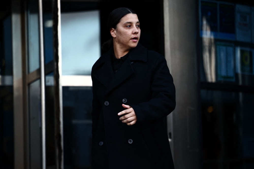 Chelsea's Australian striker Sam Kerr leaves Kingston Crown Court in south London on February 6, 2025. — AFP pic