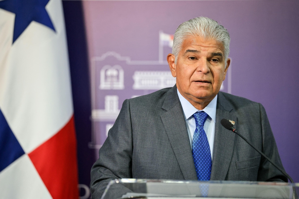 Panama's President Jose Raul Mulino speaking during his weekly press conference in Panama City yesterday. — AFP pic