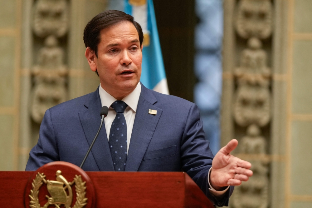 US Secretary of State Marco Rubio talks to the media during a joint news conference with Guatemala’s President Bernardo Arevalo at the Culture Palace in Guatemala City. — AFP pic