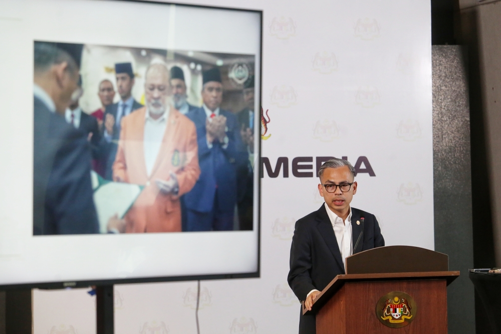 Communications Minister Fahmi Fadzil holds a press conference at the Communications Ministry in Putrajaya February 7, 2025. — Picture by Choo Choy May