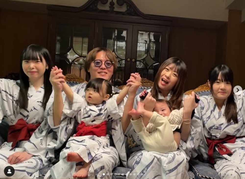 Ryuta Watanabe, 36, gained media attention last October for his polygamous lifestyle in Hokkaido, Japan, where he lived with three wives, four children — including twins on the way — three pet dogs and two lizards. — Picture via Instagram/watanaberyuta_official