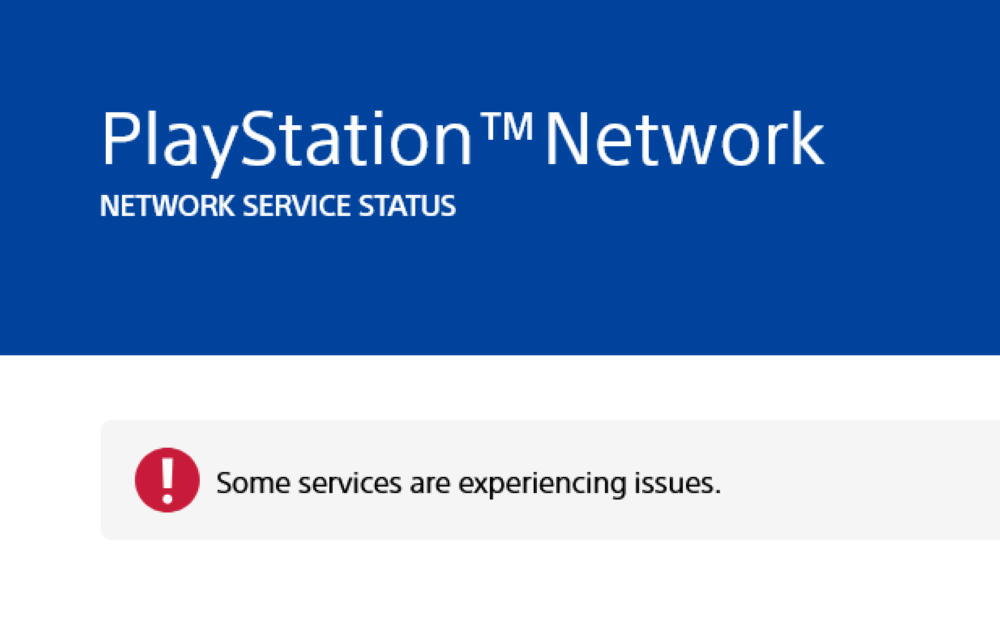 A screen capture of Sony’s PlayStation Network (PSN) shows that its online services disrupted.