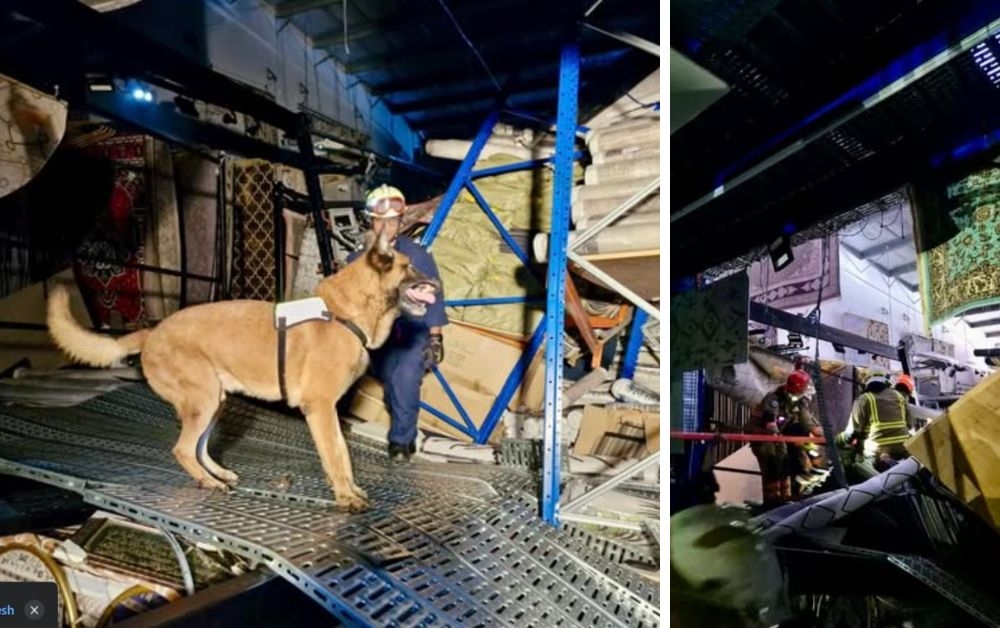 The mezzanine floor that collapsed in a Toa Payoh warehouse last month was installed without approval from the Singapore Civil Defence Force or the Building and Construction Authority. — Picture via Facebook/Singapore Civil Defence Force