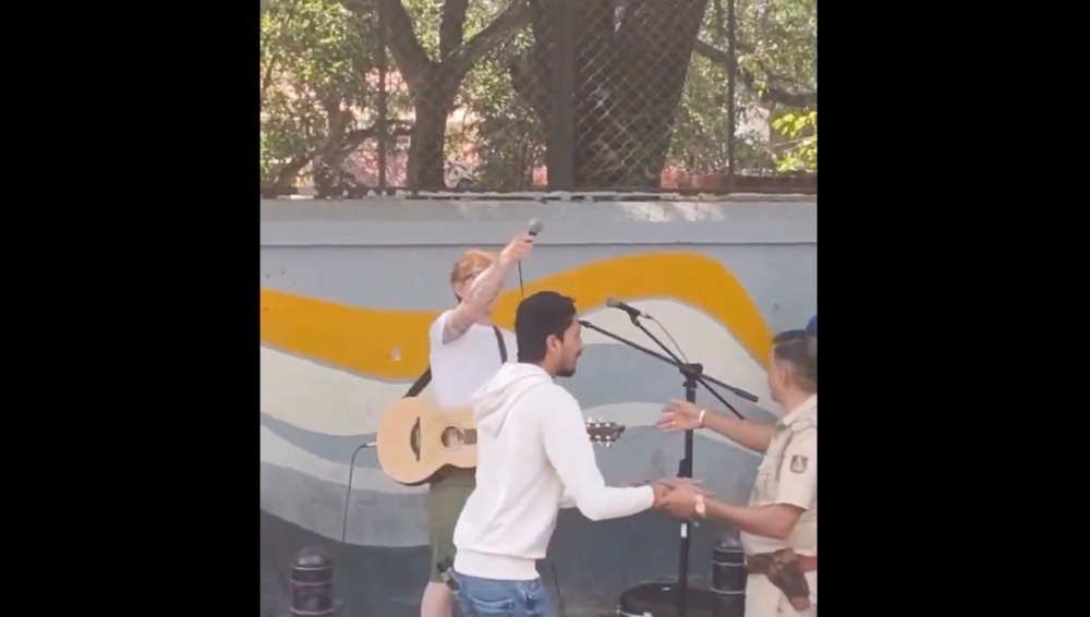 Ed Sheeran, who began his career as a busker in the UK, said later on his Instagram account that he did have permission to perform.— Social media pic