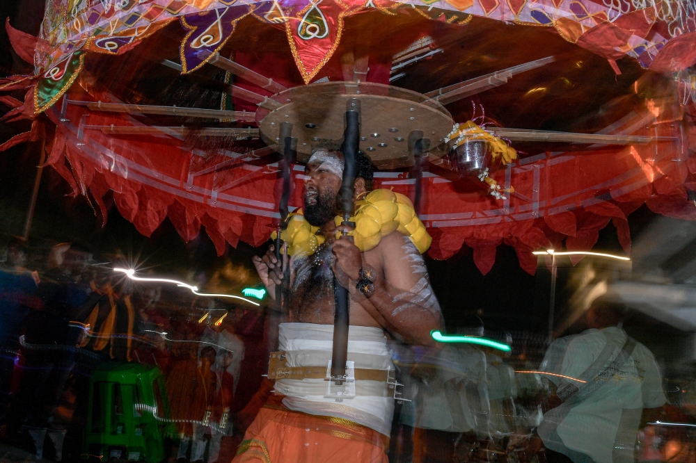 Hindu devotees participating in religious rituals at the eve of Thaipusam at Sri Subramaniar Swamy Temple in Batu Caves. — Bernama pic