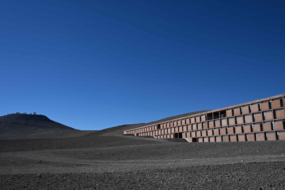 View of the residence for astronomers working at the European Southern Observatory's (ESO) Paranal Observatory, on Paranal Hill in Chile's Antofagasta Region, in the Atacama Desert some 1150 km north of Santiago, taken on January 27, 2025. A project to develop green hydrogen near the Cerro Paranal observatory, home to the world's most powerful optical observatory, threatens the world's darkest and most pristine skies. — AFP pic