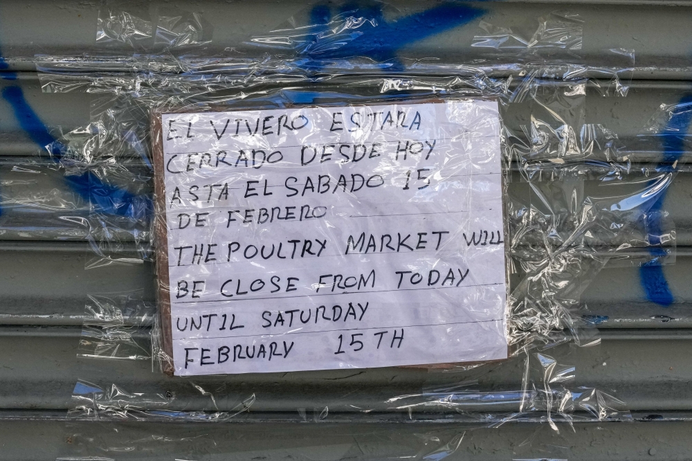 A sign informs the public of the temporary closure of a poultry vendor in New York City, US, on February 10, 2025. — Reuters pic