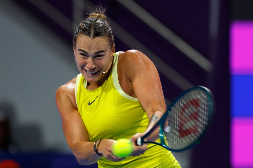 Belarusia’s Aryna Sabalenka lost to Russia’s Ekaterina Alexandrova during their 2025 WTA Qatar Open match at the Khalifa International Tennis Complex in Doha on February 11, 2025. — AFP pic